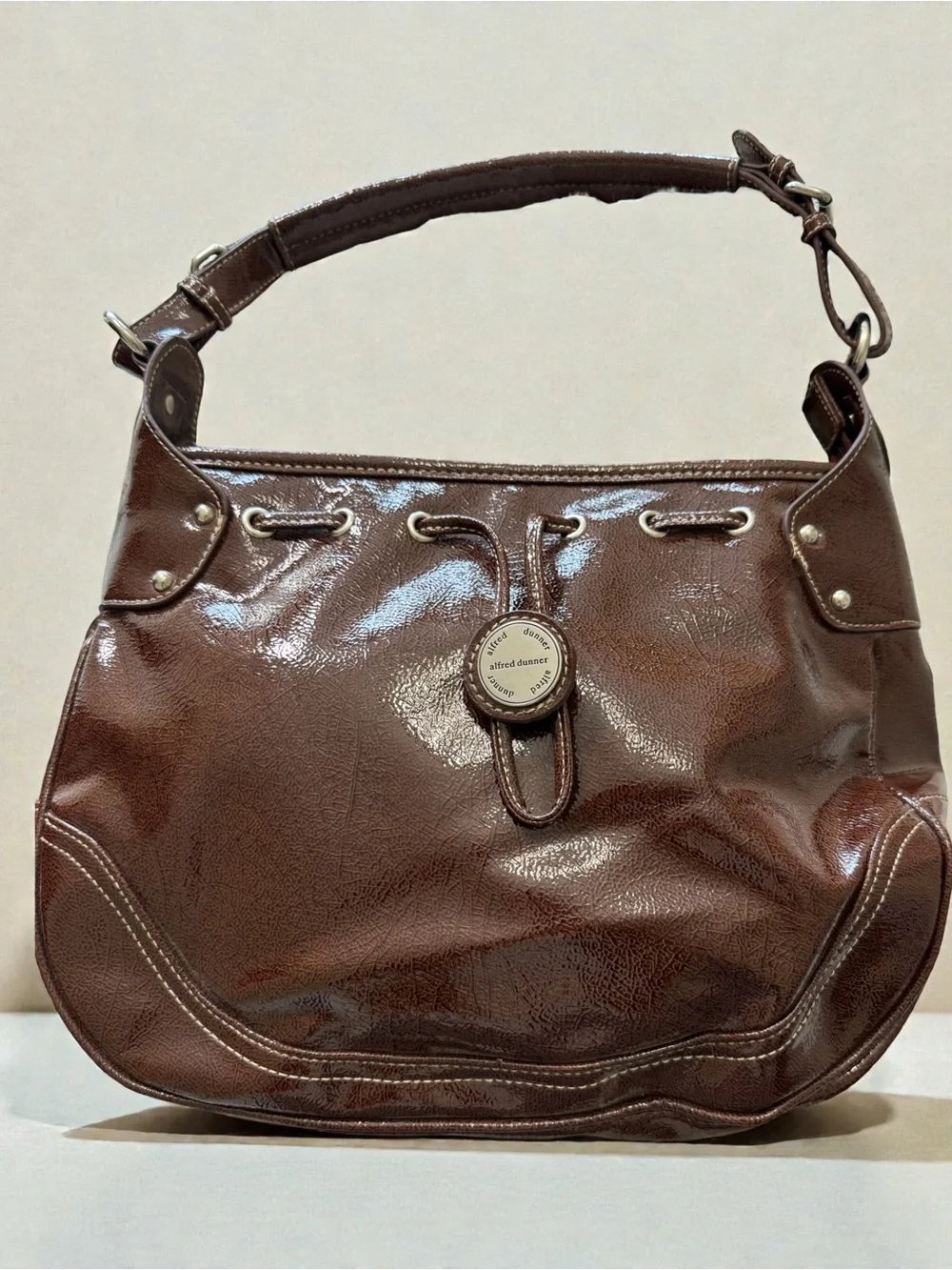 Alfred Dunner Brown Patent Hobo Shoulder Bag